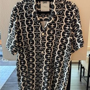 OAS Black/White Geometric Men's Shirt